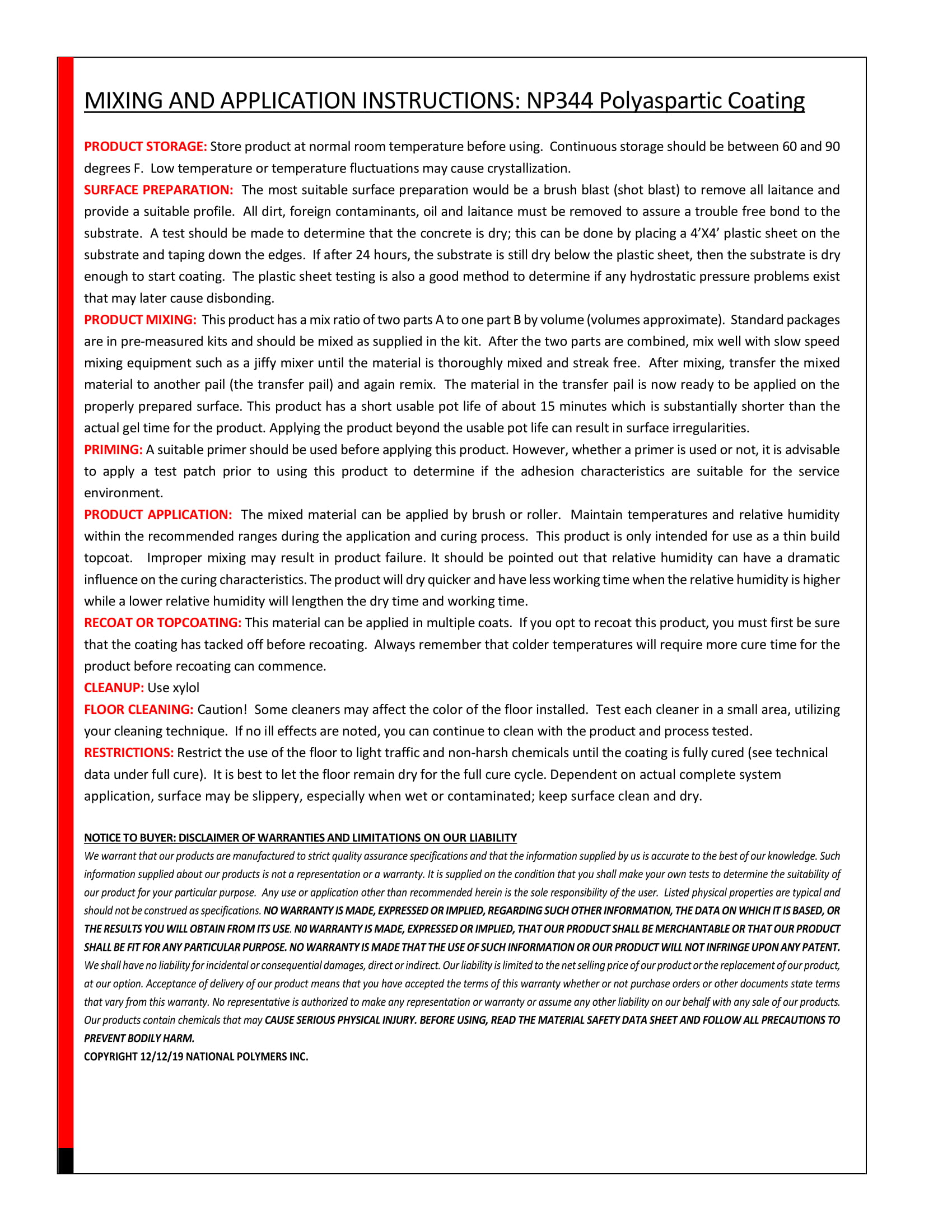 Gorilla Coatings Fast Set Polyaspartic Mixing and Application Instructions.